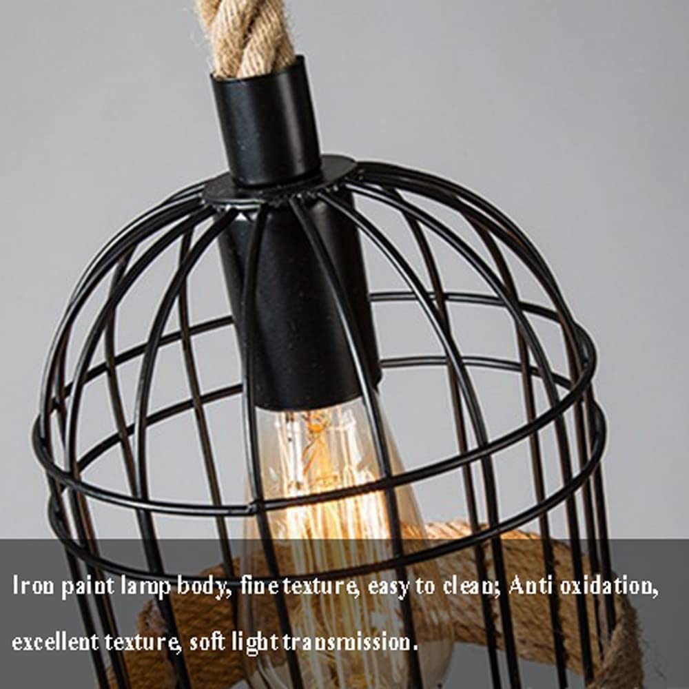 Boerderijkooikroonluchter met henneptouw Retro verstelbare hanglamp voor eetkamer hanglamp touwlicht