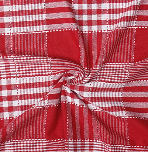Image of AIRWILL, 200GSM Handloom Cotton Double Bedsheet with 2 Pillow Covers (Track Dobby Red)