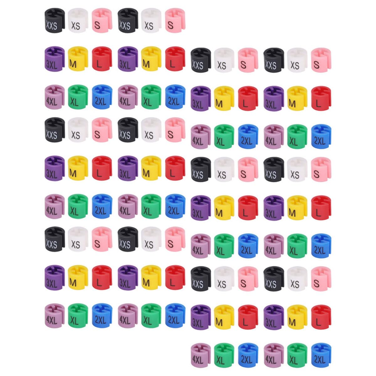 Étiquettes de taille couleur en plastique pour boutique de vêtements et tri de cintre