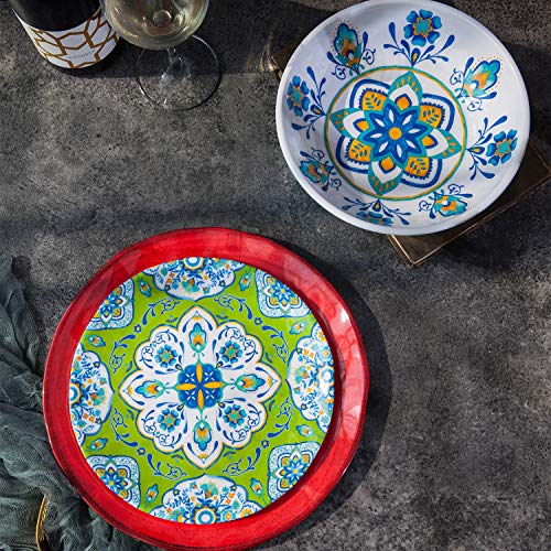 Melamine Dinnerware Set 12 Pcs Durable Dishware Colorful Plate Bowl Set Dishwasher Safe Shatter Proof Chip Resistant Not Microware Not Oven (Multicolor) #TOP5