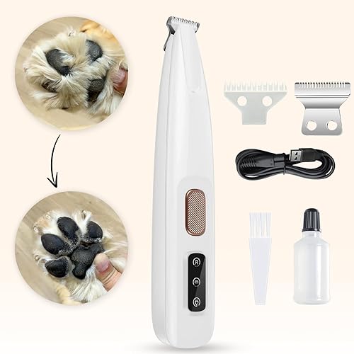 Recortadora de patas de perro, kit de aseo de ruido ultrabajo con cuchillas de repuesto para patas, ojos, orejas, cara y grupa, adecuado para gatos