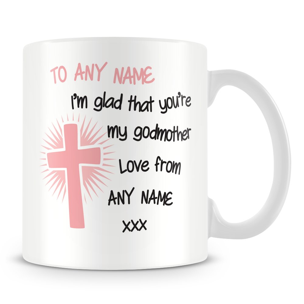 Godmother Personalised Mug/Cup - Christening/Baptism Gift for Godmother - Pink