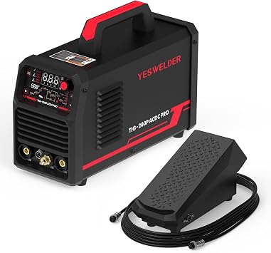 YESWELDER 200A AC/DC Aluminum Tig Welder with Pulse Large LED Display & TIG Welding Foot Pedal Amp Control Pedal