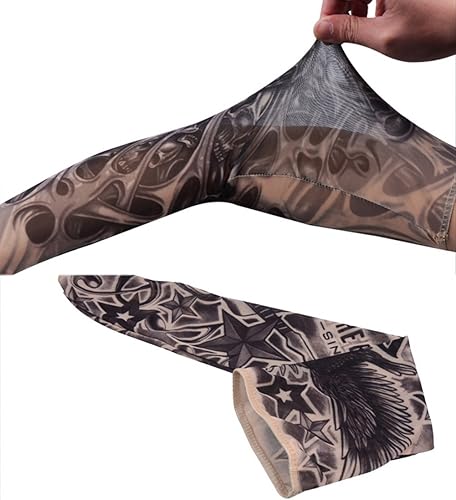 Miniatura 2 de Fantástico Me Tatuaje Temporal Brazo Mangas de Protector Solar Mangas Brazo Medias Para Montar Pesca Conducción, 5 unidades oscuras