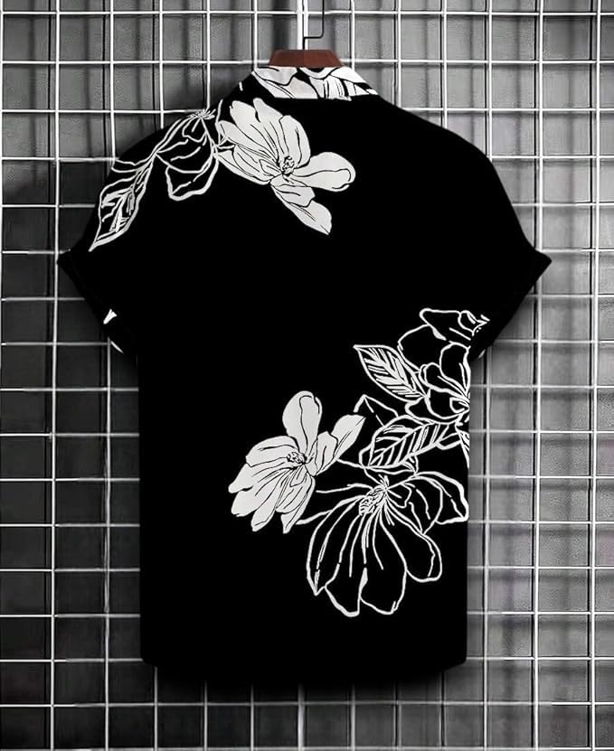 Image of Men's Striped Slim Fit Half Sleeves Stratchable Printed Shirt