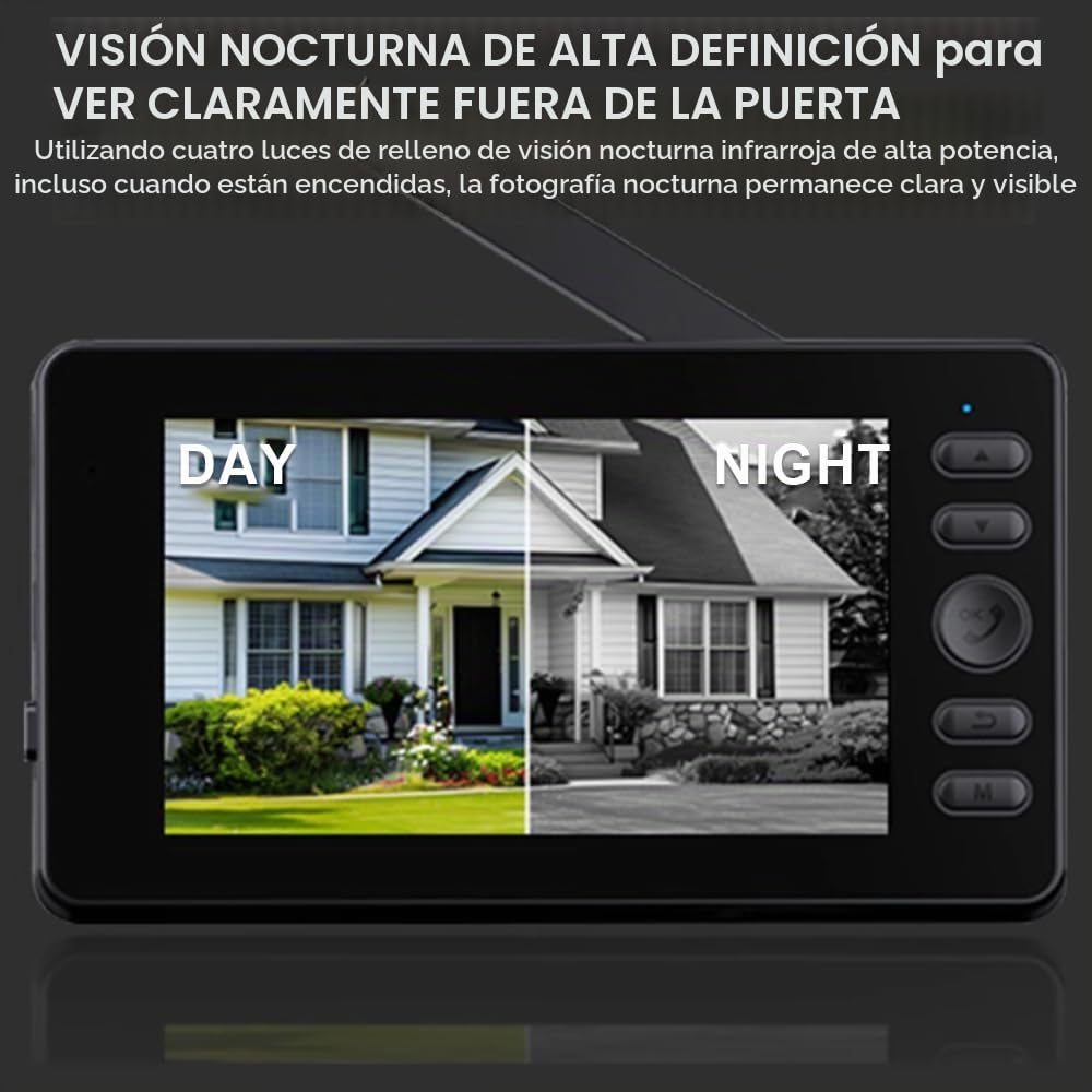 Zeerkeer 1080 Timbre inalámbrico con Cámara, Pantalla de 4,3 Pulgadas Videoportero Exterior IP65, Intercomunicador 2.4G Visión Nocturna, Timbre Inteligente Interior para Hogar