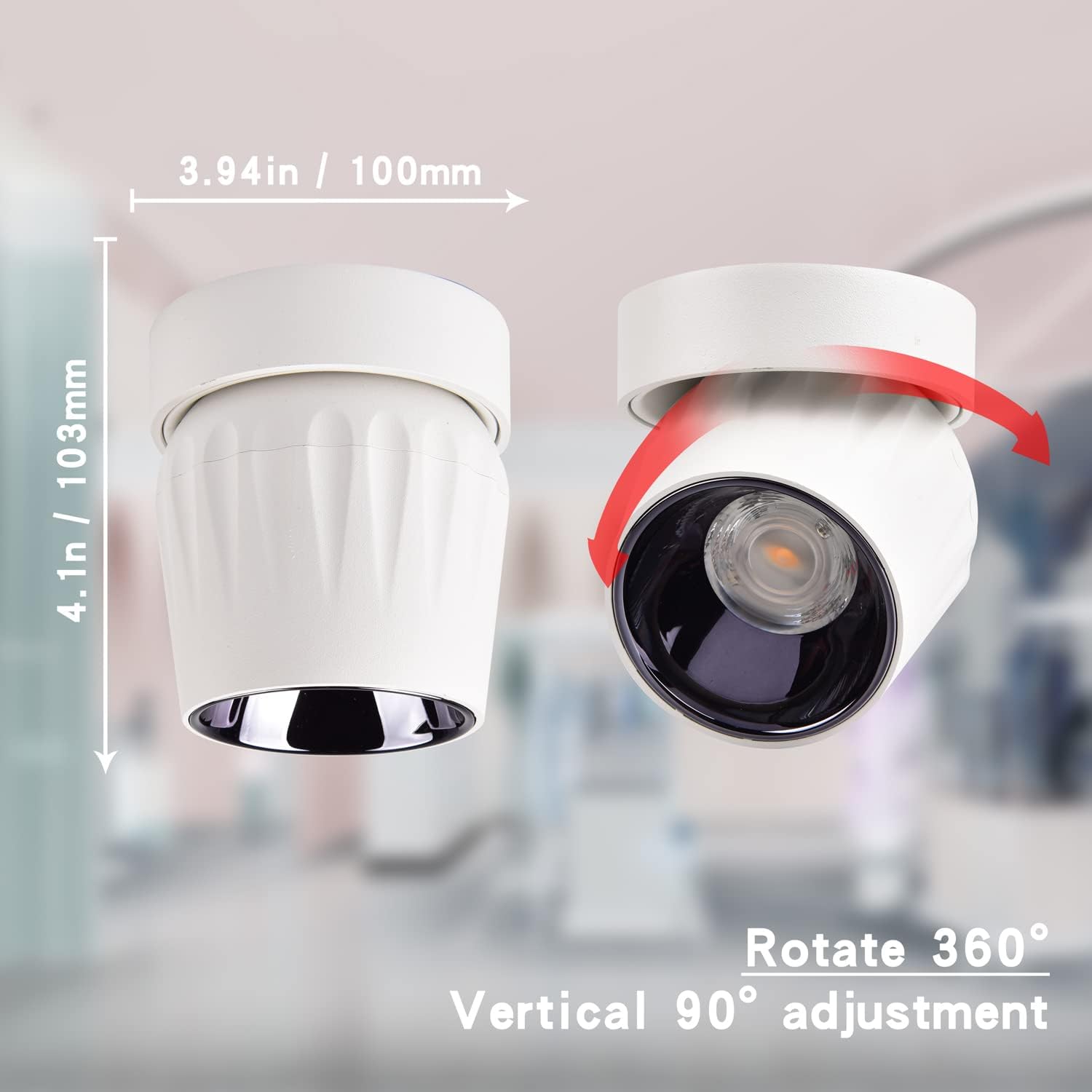 LED Ceiling Spotlight 12W - Directional Spot Light 360° Rotate / 6000K / Cold White/Wall Lamp Ceiling Spotlight for Hallway Gallery Display Living Room/White - Cold White Light (White, 6000K)