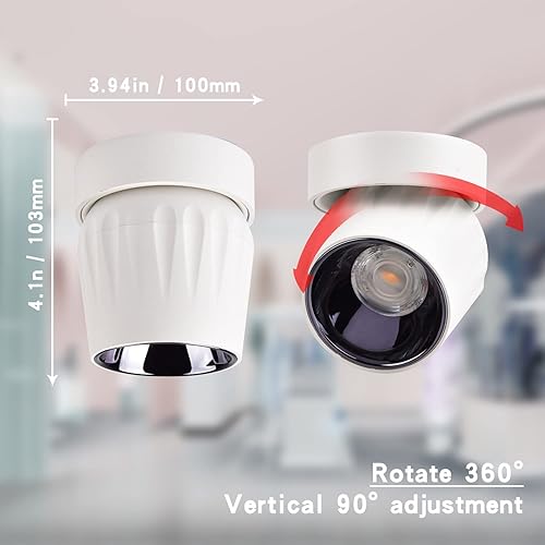 Miniatura 5 de Foco de techo LED de 12 W, luz direccional de rotación de 360°, 6000 K, blanco frío/lámpara de pared para pasillo, galería, sala de estar/blanco