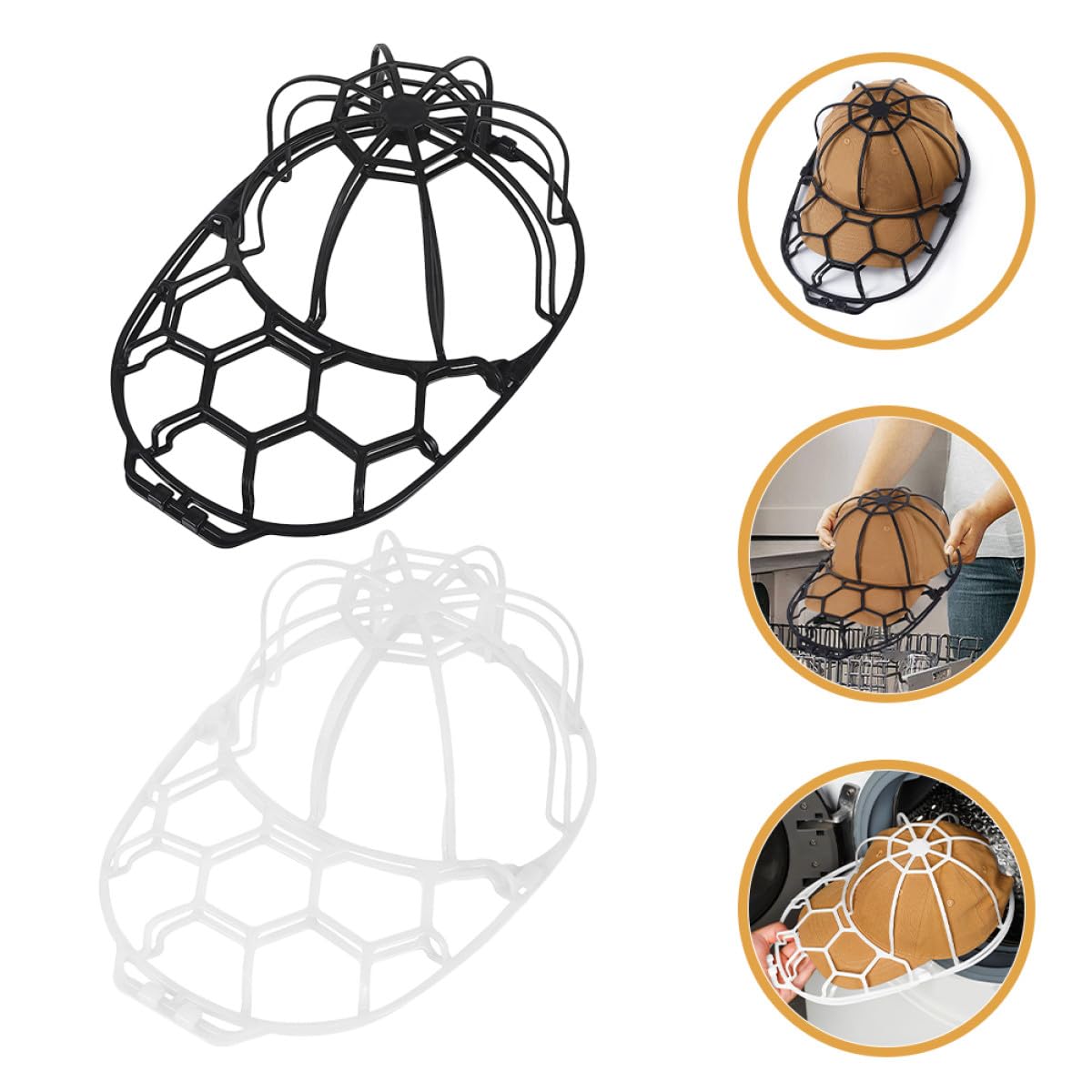 Supporto per Cappelli da Baseball in Plastica Bianca, Gabbia Protettiva per Lavaggio Facile e Comodo, Set da 2 Pezzi per Pulizia e Conservazione Sicura del Berretto