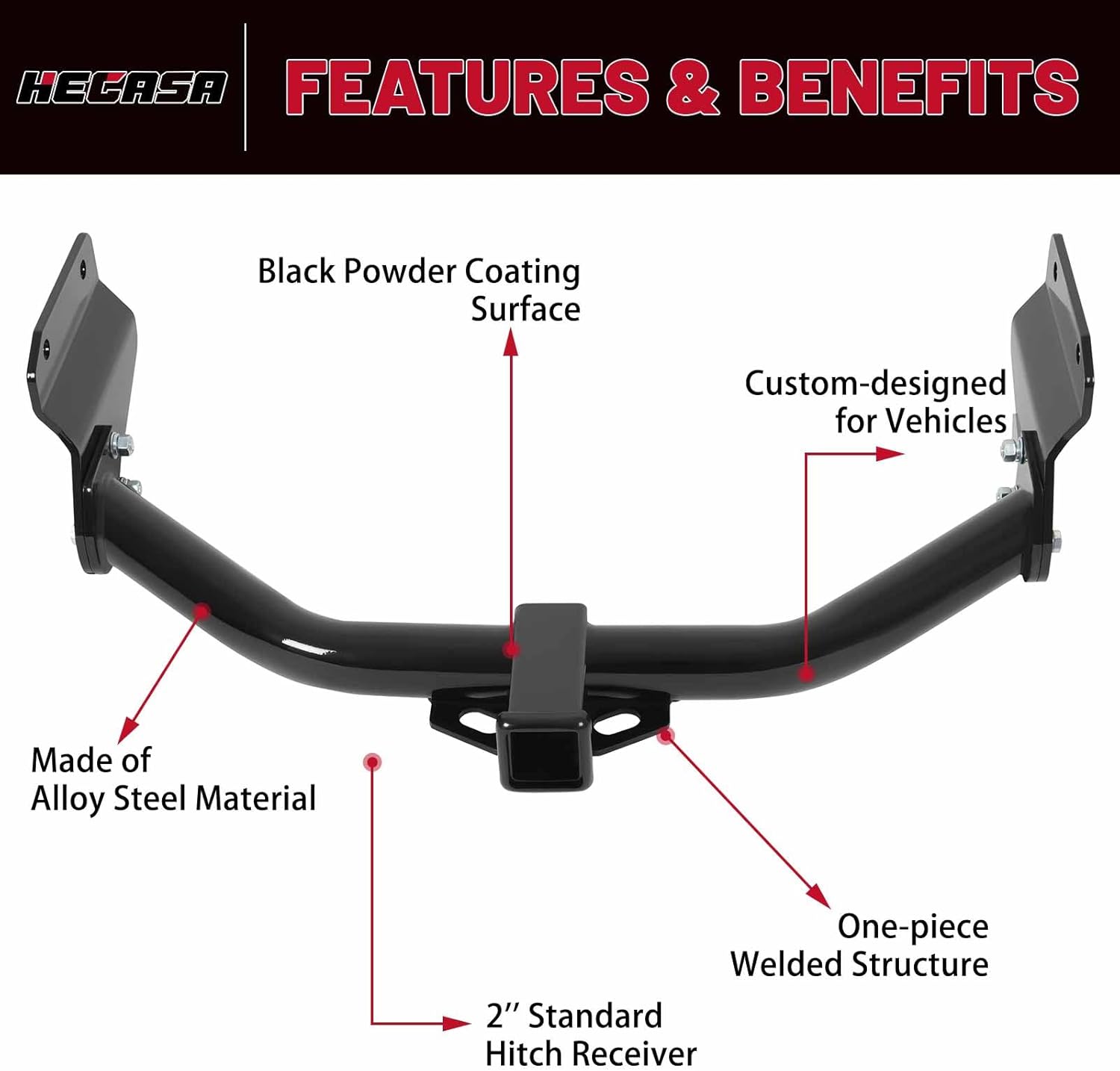 HECASA Class 3 Trailer Hitch Compatible with 2011-2023 Dodge Durango 2012-2021 Jeep Grand Cherokee 2022 Jeep Grand Cherokee WK All Trailer Tow Hitch 2 Inch Receiver, NN2173