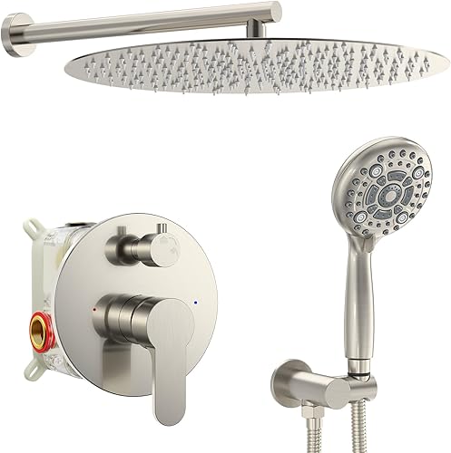 SR SUN RISE Grifo de ducha  Sistema de cabezal de ducha multifuncional de alta presión de 16 pulgadas con accesorios de cabezal de ducha de mano