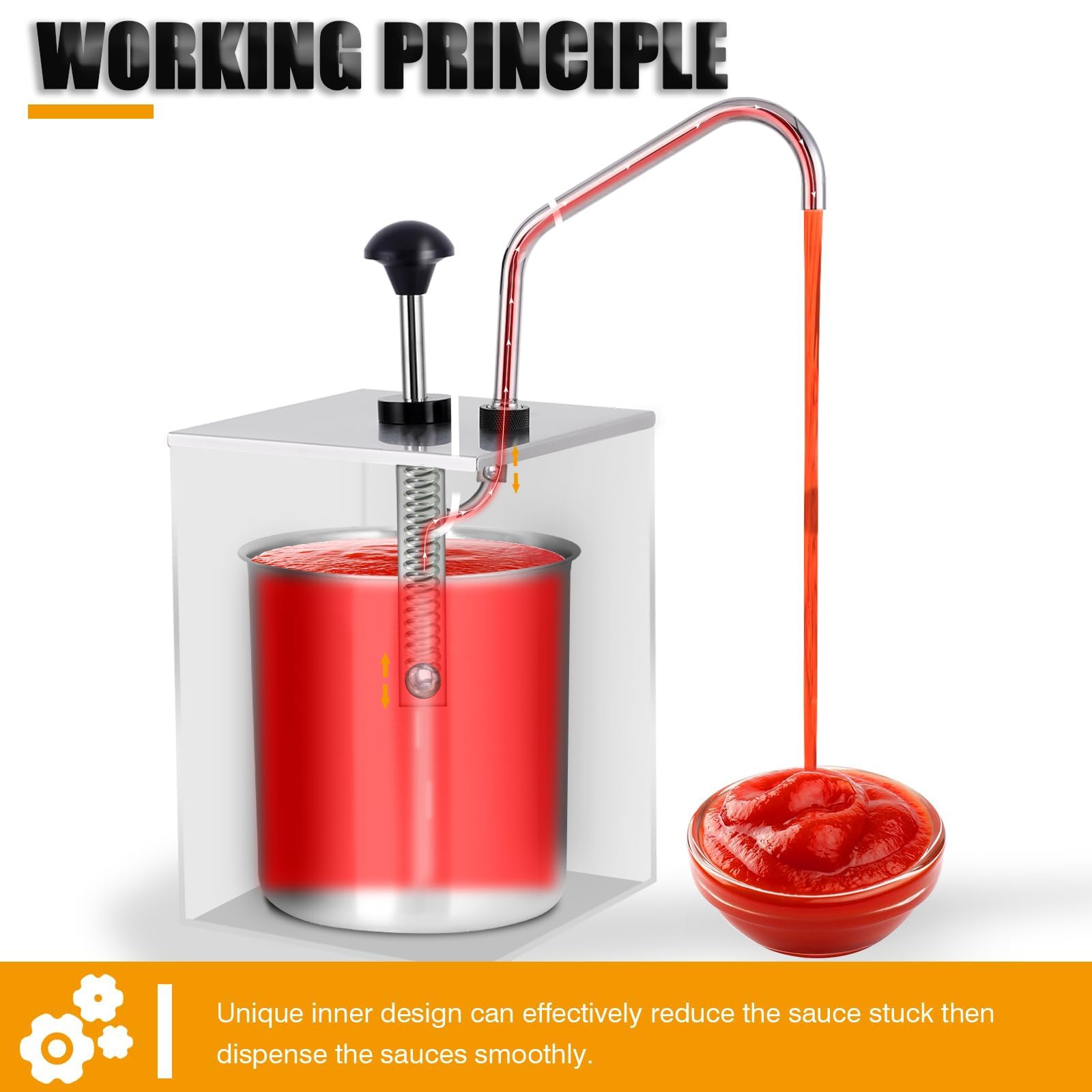 Dispenser per condimenti a testa singola in acciaio inox, 4 l, per ketchup, salsa di soia, maionese, sciroppo, stazione di erogazione commerciale