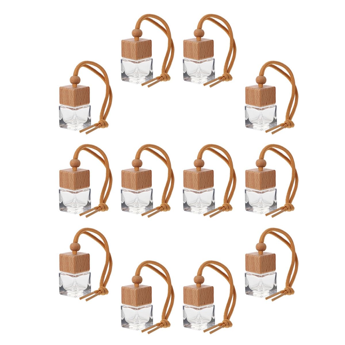 Botellas de Ambientador para Coche Tapa de Madera y Vidrio, 12 Piezas, Diseño Simple y Elegante para Difusores de Fragancia en Lobby y Pared