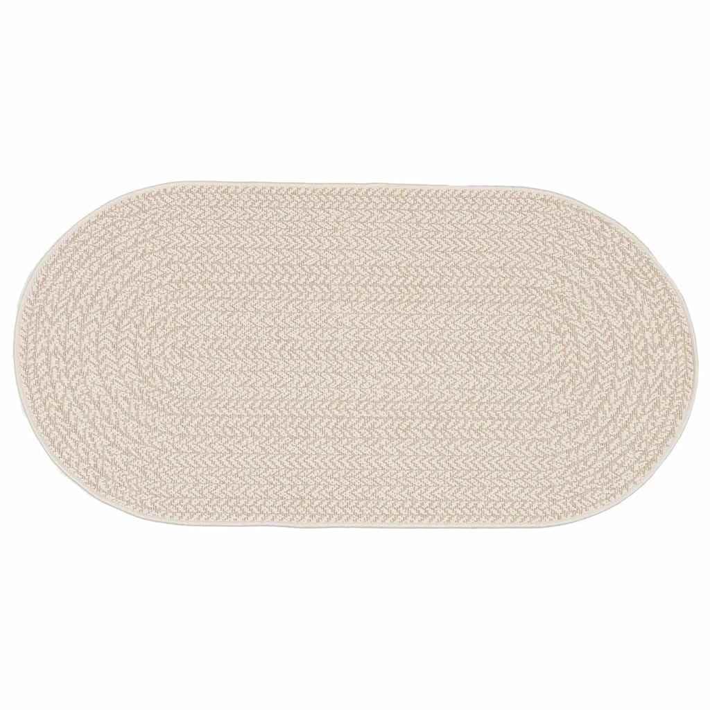 Tapis de terrasse ovale en polypropylène crème pour jardin et balcon
