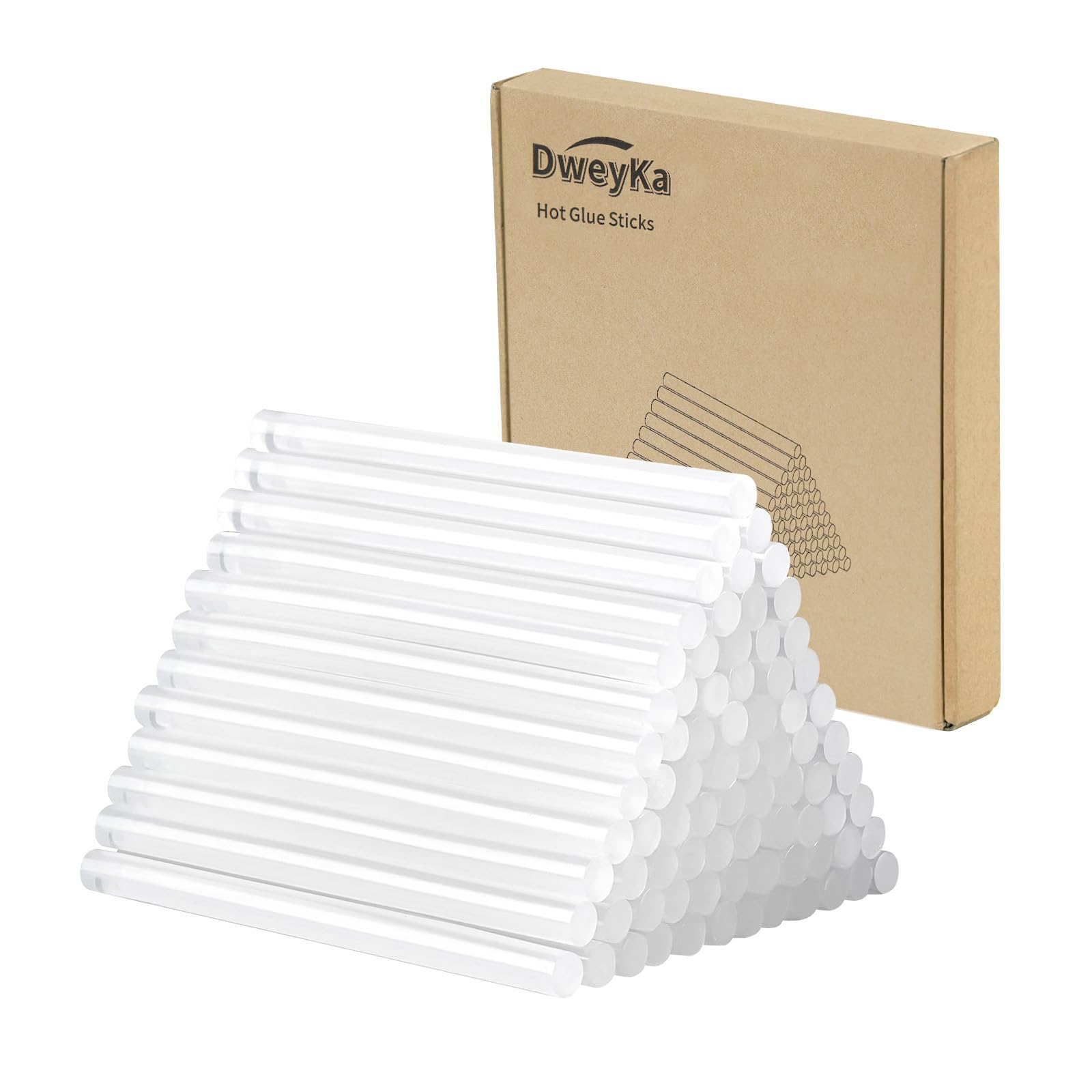 Dweyka Pack of 50 Large Hot Melt Glue Sticks, 11 mm x 200 mm Transparent Hot Glue Sticks, Hot Glue for Hot Glue Gun, Glue Sticks for DIY, Repairing, Decorating