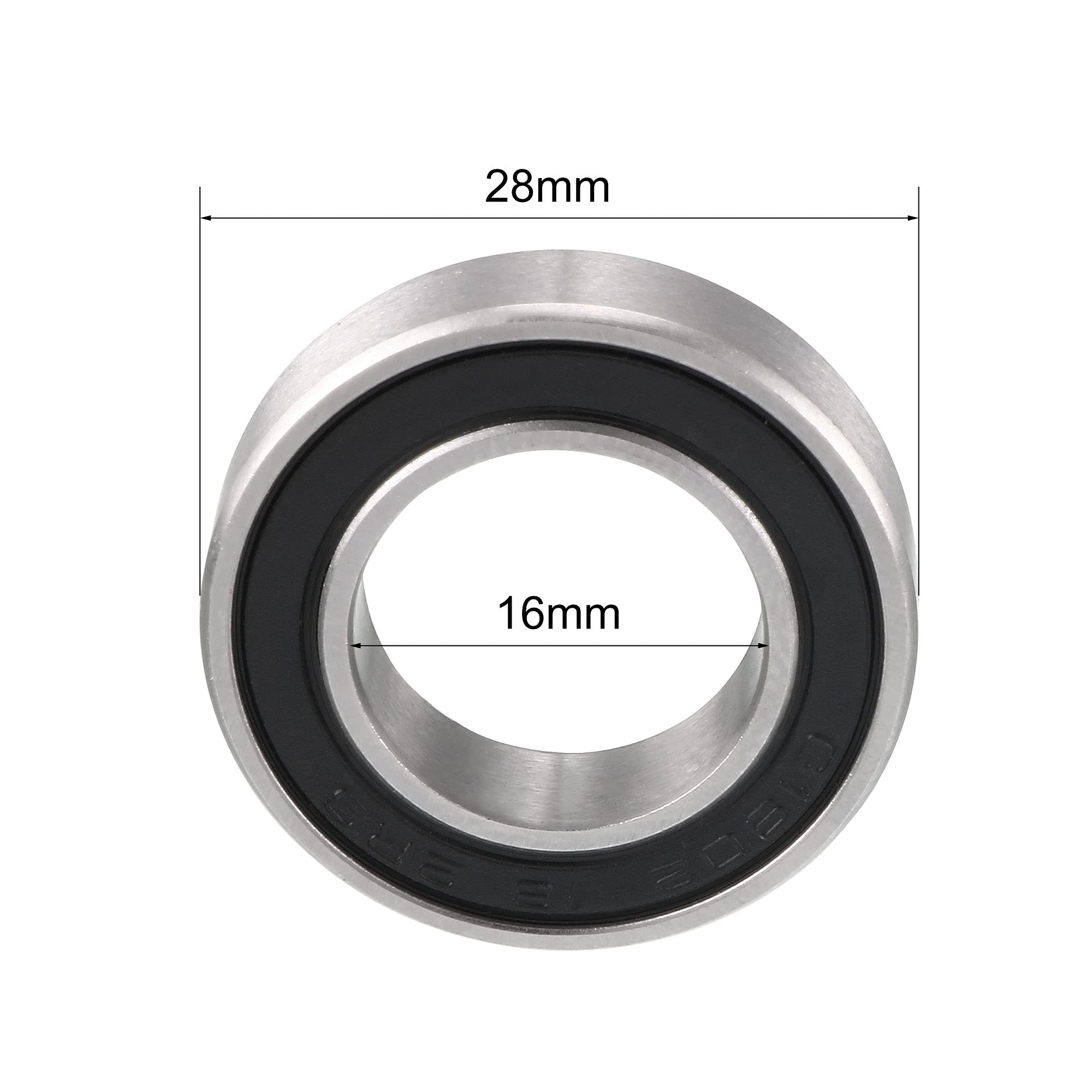 sourcing map 2 sztuki podwójnie uszczelnione łożyska kulkowe rowkowe 16287-2RS Z2 16 mm x 28 mm x 7 mm stal chromowa łożyska kulkowe do deskorolki