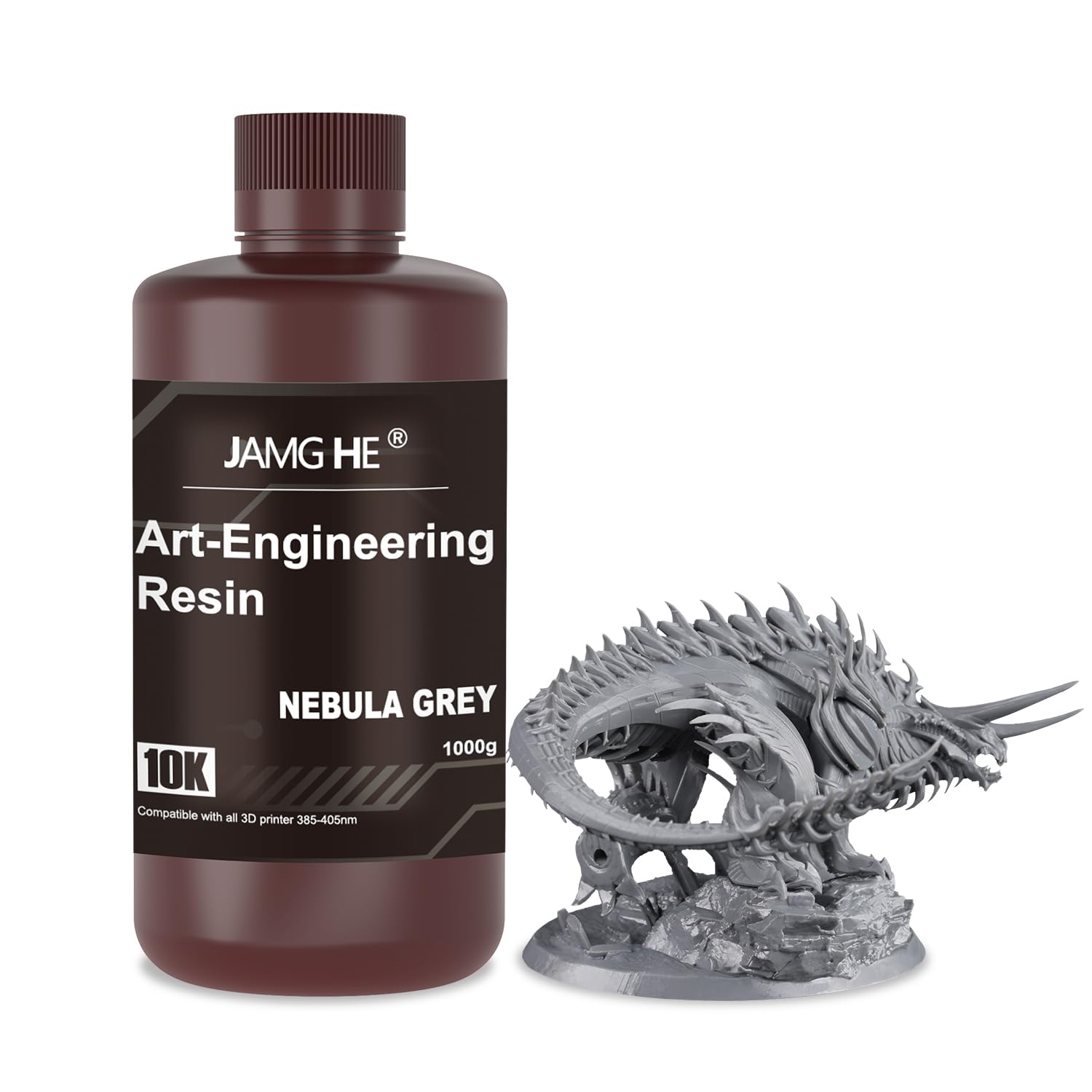 Ulepszona żywica ABS-Like Resin, 10K Art-Engineering Toughness Non-Brittle New 3D Printer ABS-Like Resin for UV Photopolimer Rapid High Precision Low Odor LCD DLP SLA 405nm Żywica (Dark Gray)