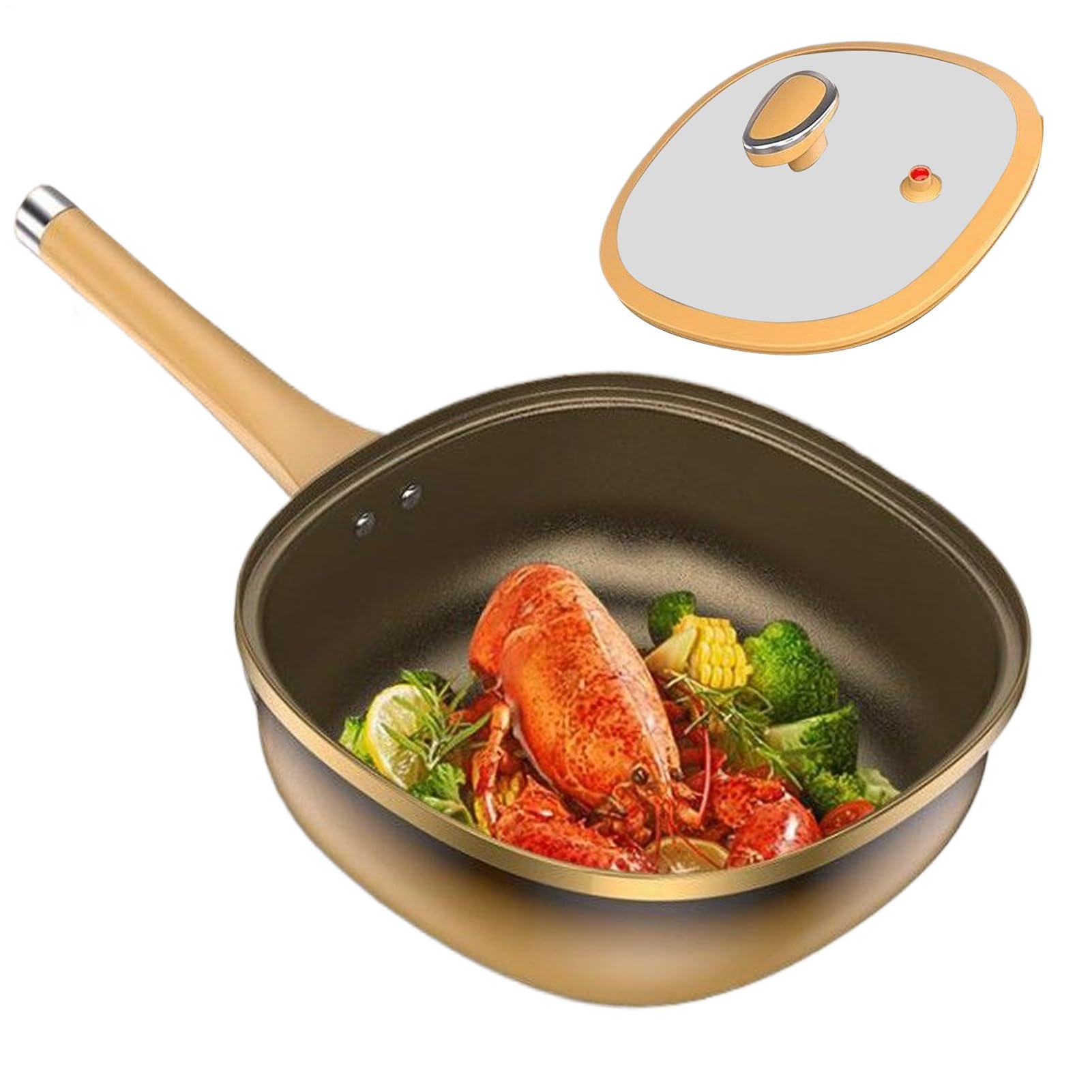Sartén Antiadherente Sartén y Olla de Titanio Menaje de Cocina | Sartén Antiadherente Con Tapa Menaje de Cocina, Olla para Hogar, Cocina, Camping, Inducción, Eléctrica, Apartamento