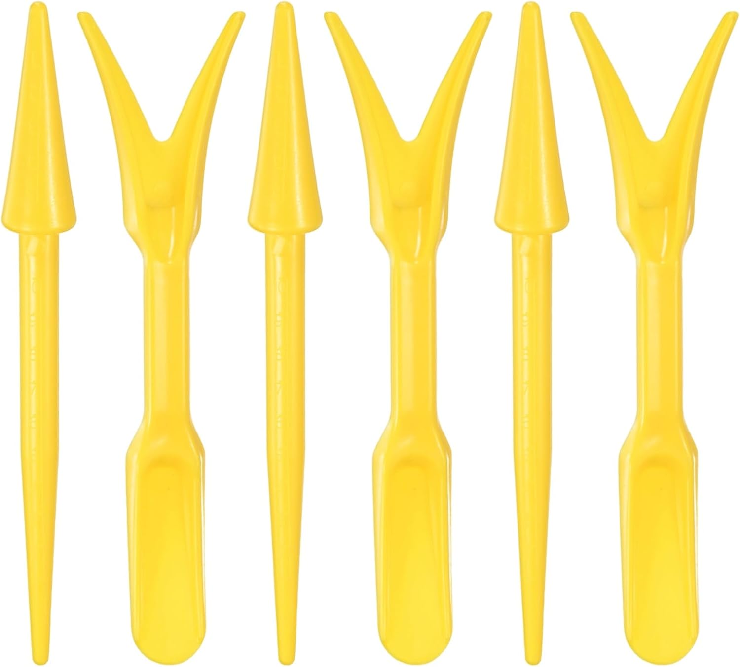 M METERXITY 6-Pack Mini Garden Hand Succulent Transplanting Tools, Plastic Seedlings Dibber Sowing Digging for Repotting/Lawn Maintenance/Plant Care, Small Gardening Tools [Yellow]