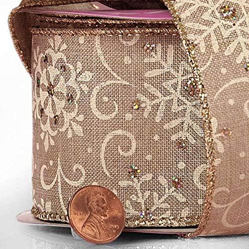 2 1/2" X 10 Yards Christmas Music Natural Wired Ribbon