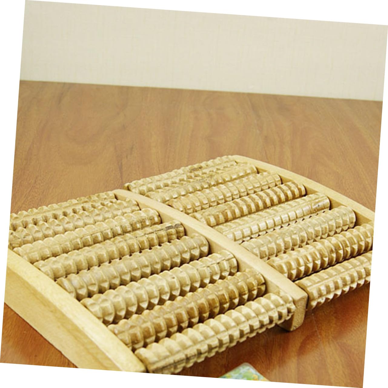 Natural Masajeador Manual Columnas Pies de 8 Beige de Madera