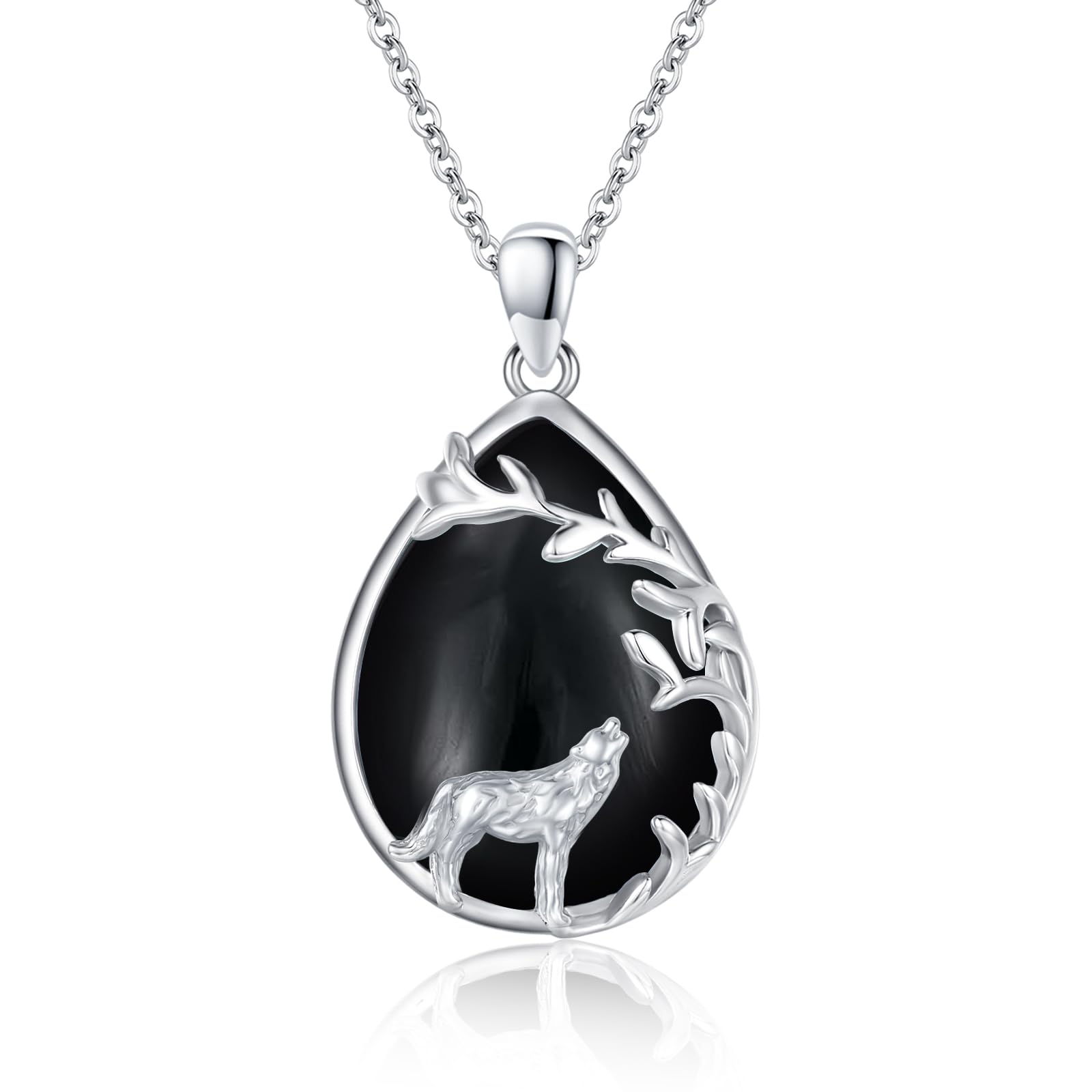 Wolf Kette Sterling Silber Wolf Halskette Wolf Anhänger Geschenke Weihnachts für Damen Teenager Mädchen