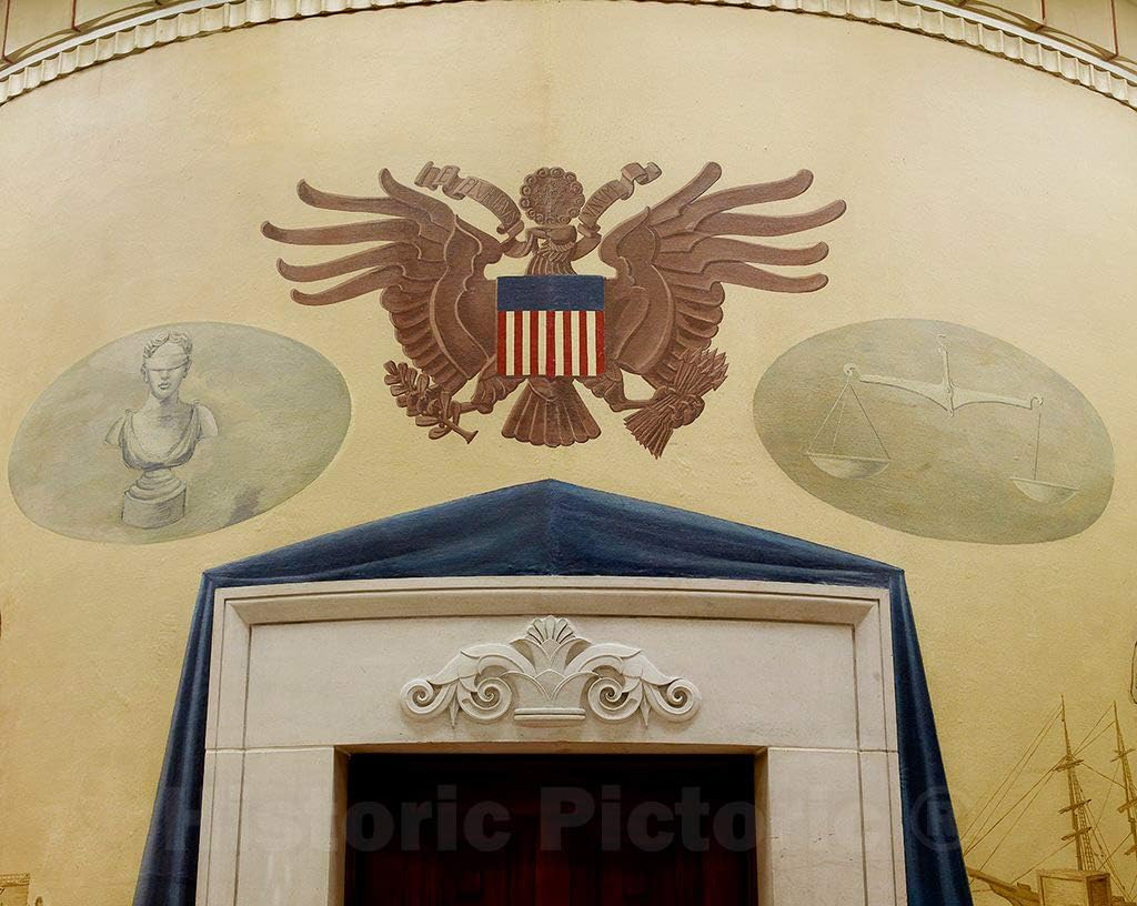 Photo - Oil Painting Symbols of Justice Located on Fifth Floor, Elevator no. 10, Department of Justice, Washington, D.C.- Fine Art Photo Reporduction 30in x 24in