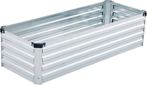 zunatu Cama de jardín elevada galvanizada de 12 x 4 x 1.5 pies, caja de maceta de metal para exteriores, kit de cama de plantación para verduras,