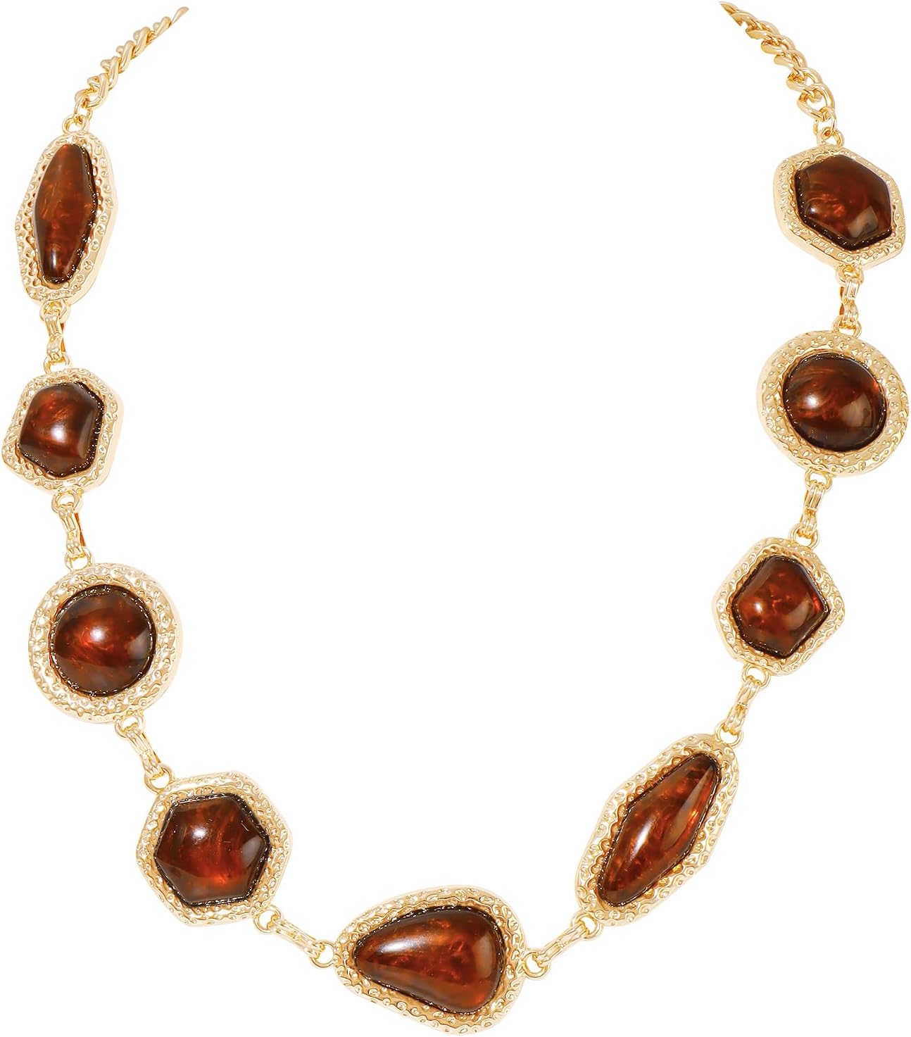 Firstmeet Big Block Resin Alloy Necklace - Sparkling Geometric Statement Collar for Women