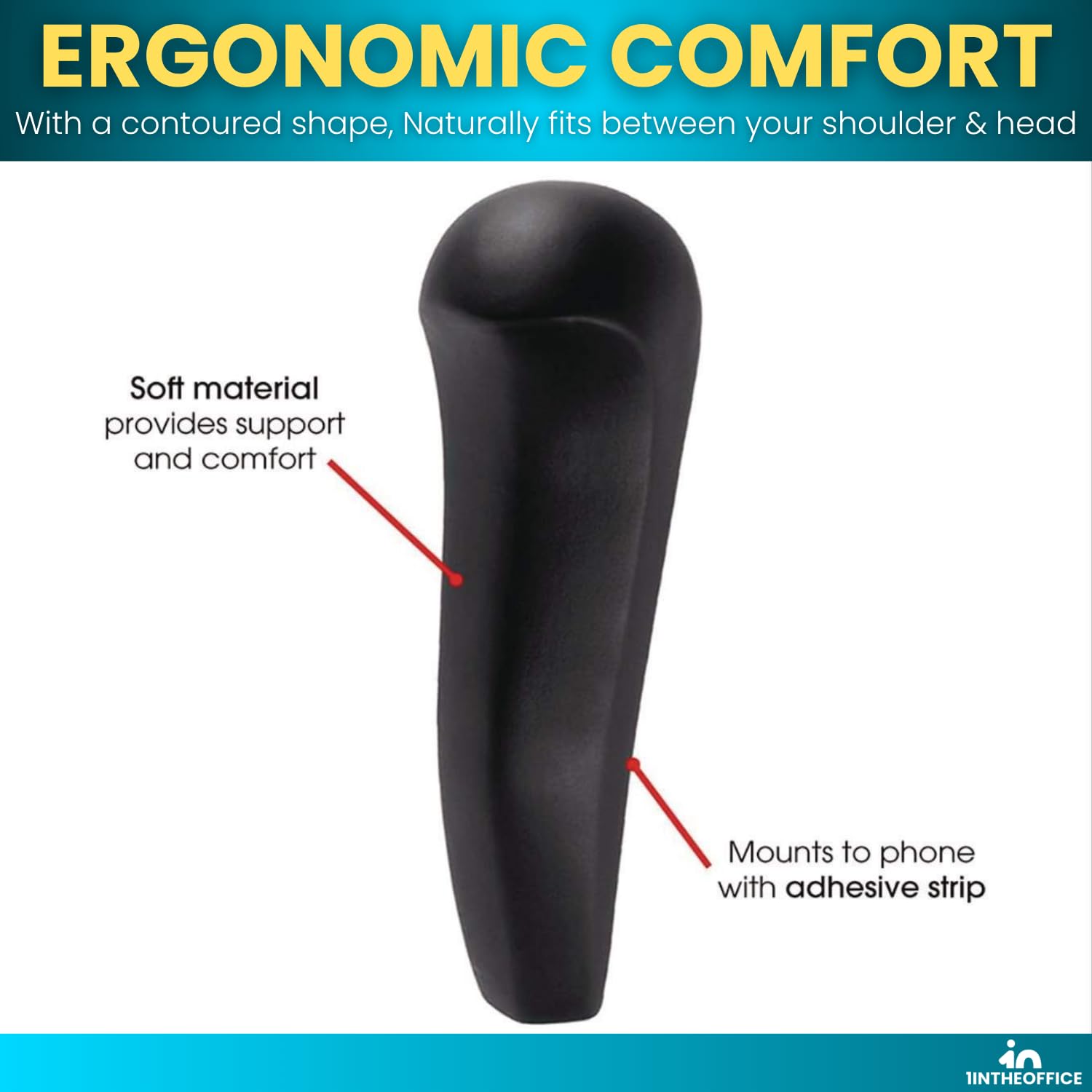 1InTheOffice Phone Shoulder Rest for Office Desk Telephones, Ergonomic Hands-Free Comfort, Non-Slip Design, Universal Fit, Black, 1 Pack — Amazon image 3