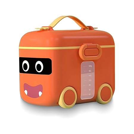 THE LITTLE LOOKERS Baby Milk Powder Dispenser, Kids Milk Powder Storage Container I Portable Kids Milk Powder Dispenser Container With Carrying Handle And Scoop - 180g (Orange)
