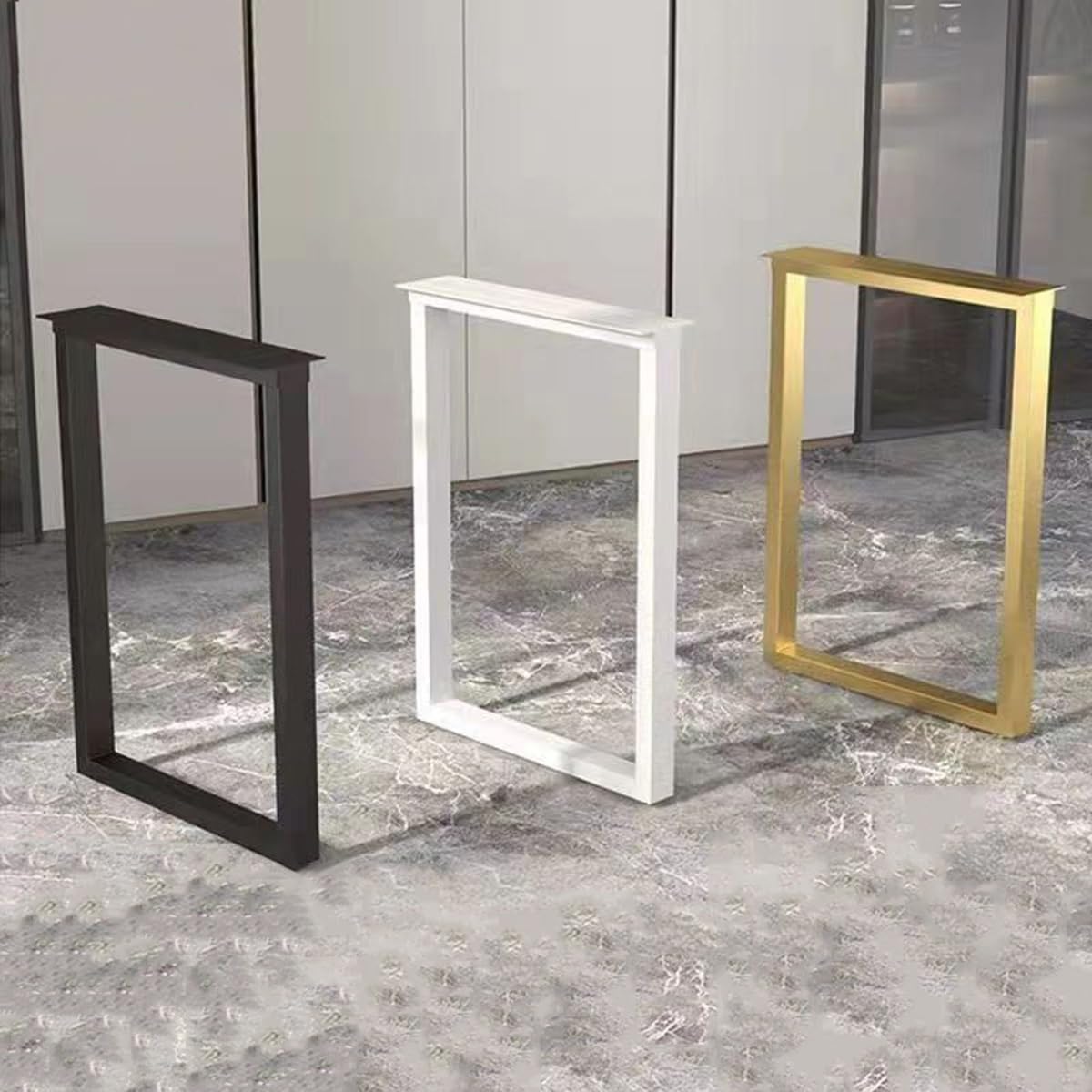 Zestaw 2 metalowych nóg do mebli, czarno-biało-złotych, kutych, żeliwnych nóg do stolików kawowych, krzeseł, ławek, wytrzymałych, 15,7 cala, białe nogi