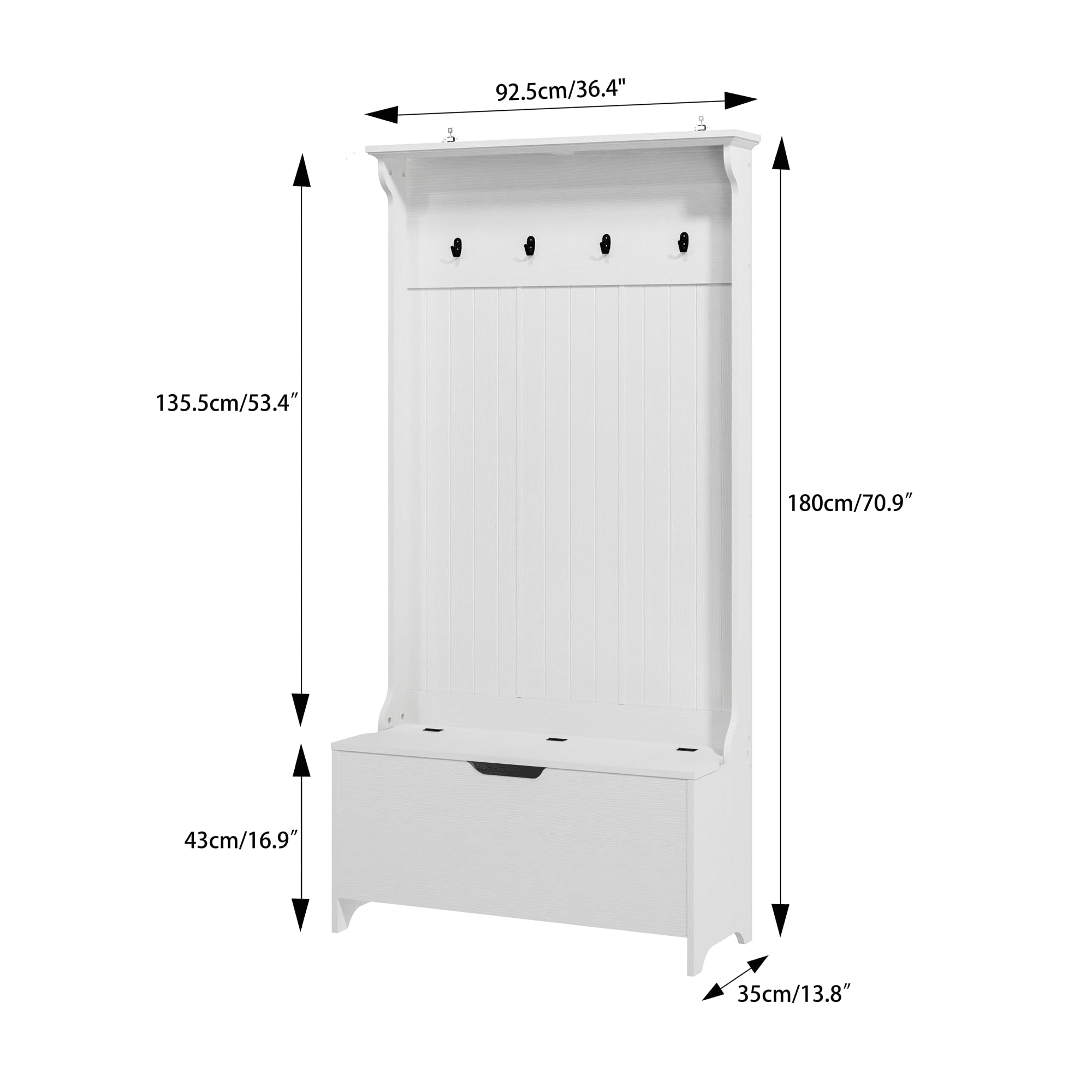 Panana Ensemble de Meubles de Couloir Armoires, 4 Crochets, Banc de Rangement et Armoire de Rangement – Cintres pour Votre entrée, Couloir, Vestiaire d'entrée