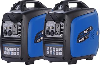 2-Pack 2500W Super Quiet Gas Inverter Generator, Emergency Home Backup with CO Sensor & Parallel Socket, ECO Mode, Multiple Outputs Small Portable Generators for Camping Home Use