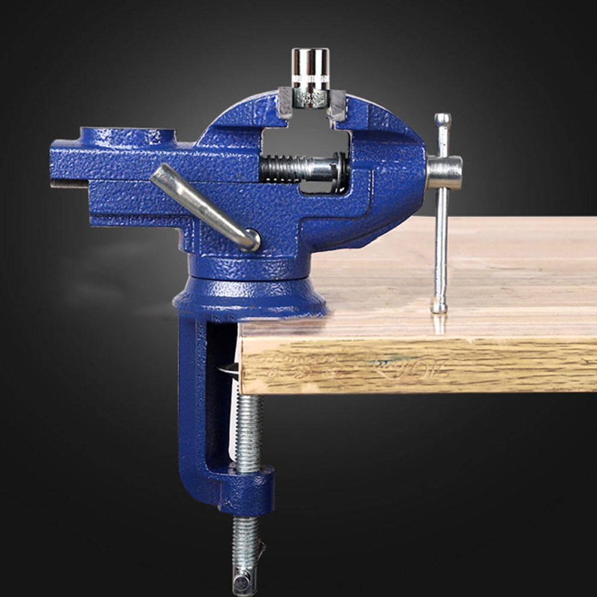 360° Rotating Clamp-on Bench Vise 50mm Small Table Vise Multi-function Fixed Workholding Tool for Woodworking Repair and Teaching Use