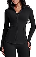 AVGO Women's Lightweight Zip-Up Workout Jacket - Slim Fit Athletic Running Gym Top with Pockets & Thumb Holes
