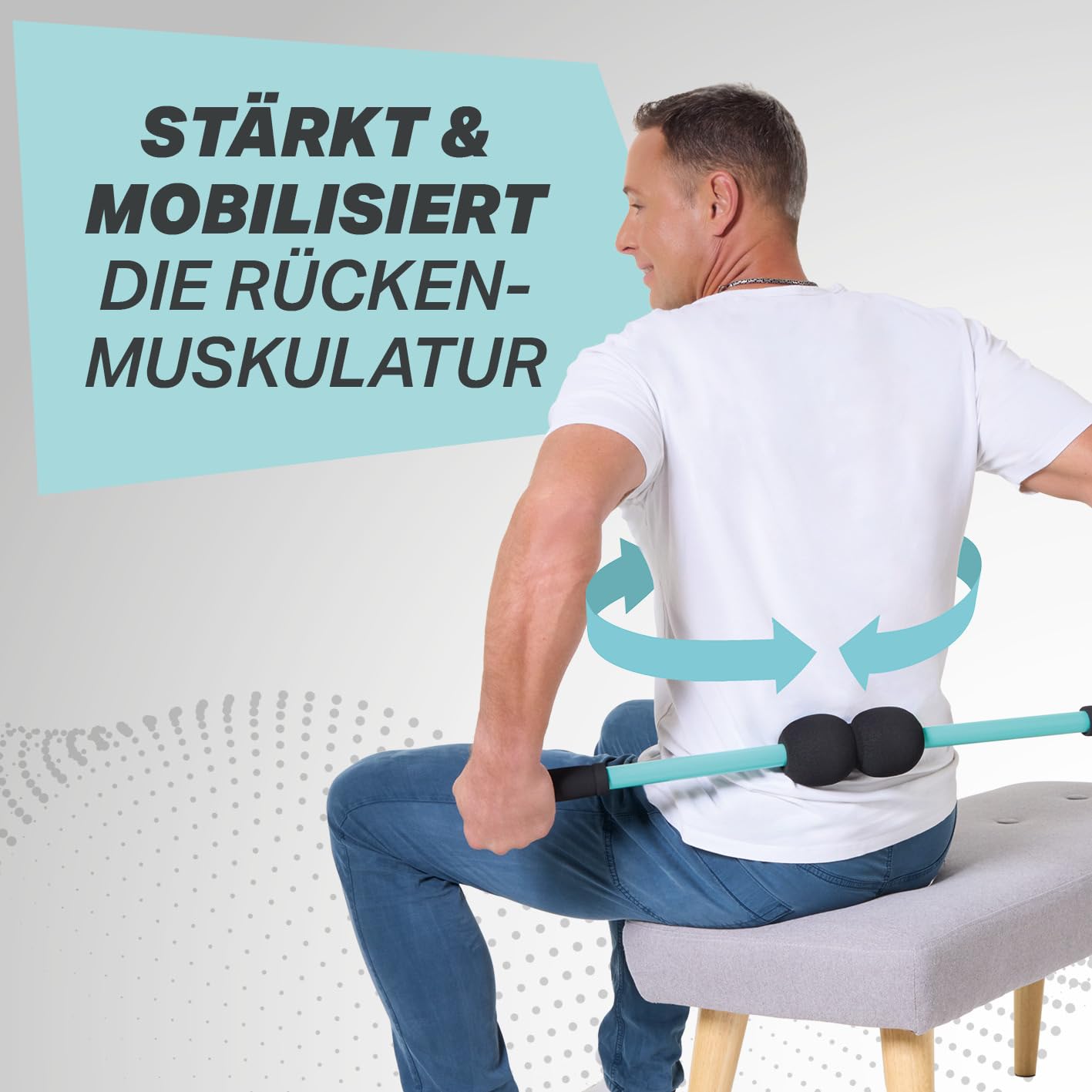 Wirbelsäulen-Trainingsgerät zur Mobilisation & Rotation | Rückenmuskel Training für mehr Beweglichkeit & Stabilität | Ergonomisch, rutschfeste Griffe, inkl. Trainingsposter Back Dani