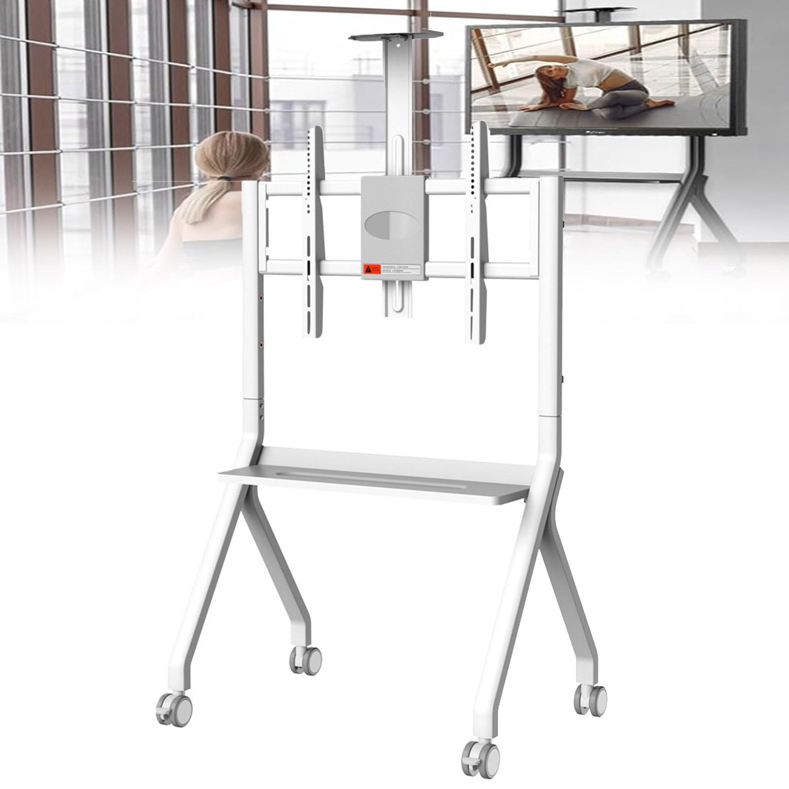 OLSKFUH Interactive Whiteboard Stand With Rolling Wheels For Modern Office Or Classroom, Four Lockable Wheels, Durable And Versatile Design,White-FD580