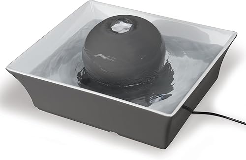 PetSafe Drinkwell - Fuente de agua de cerámica para mascotas, dispensador automático silencioso de 70 onzas para gatos y perros con filtros, diseño