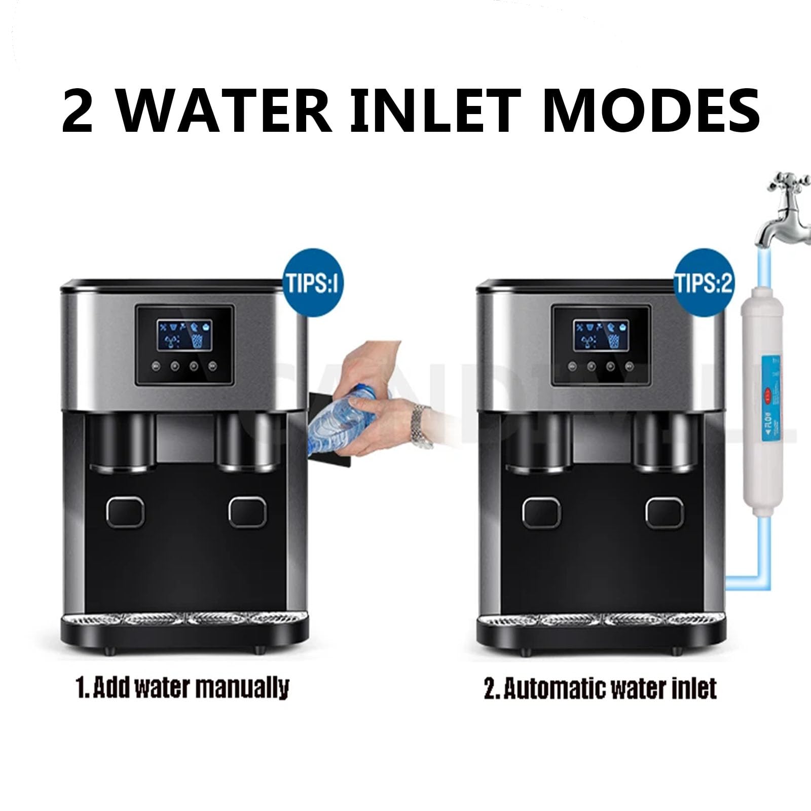 Tritaghiaccio elettrico, produce 15 kg di ghiaccio in 24 ore, produce 16 cubetti di ghiaccio in 9 minuti, ideale per casa, cucina, ufficio, bar, ideale per caffè freddo e tè