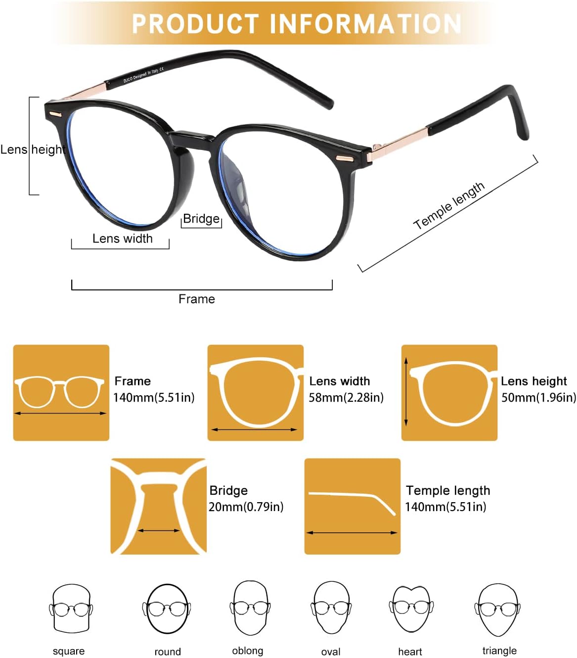 DUCO Retro Round Blue Light Glasses for Women Blue Ray Blocking Glasses Computer Glasses for Men Fashion Eyeglasses W021