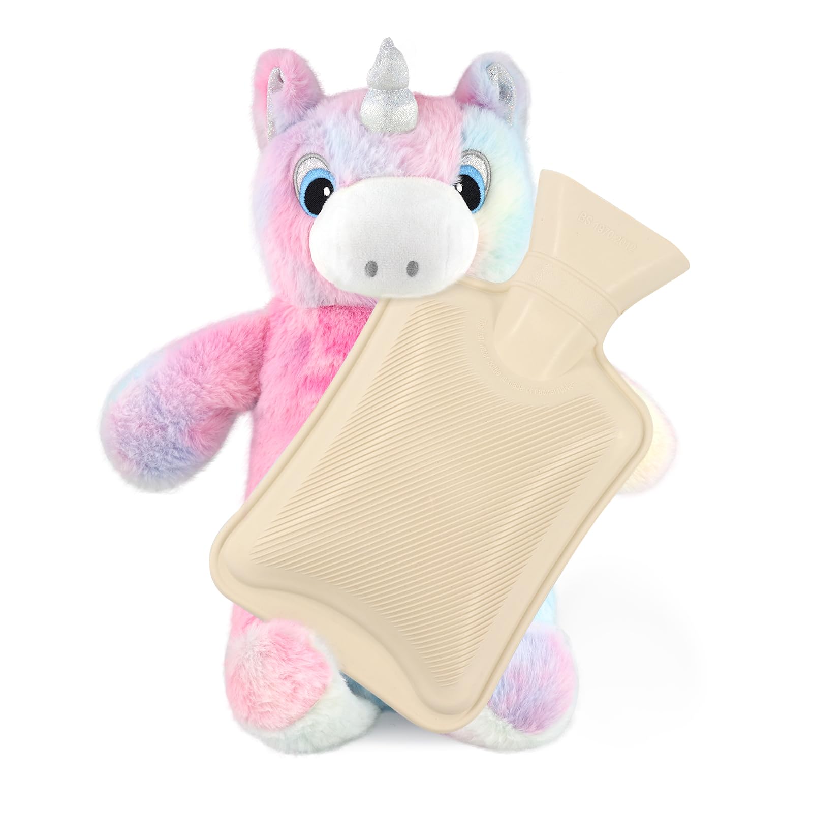 Newthinking Kids Hot Water Bottle 1L, 3D Animals Hot Water Bottles with Unicorn Cover for Girls Warm Pain Relief
