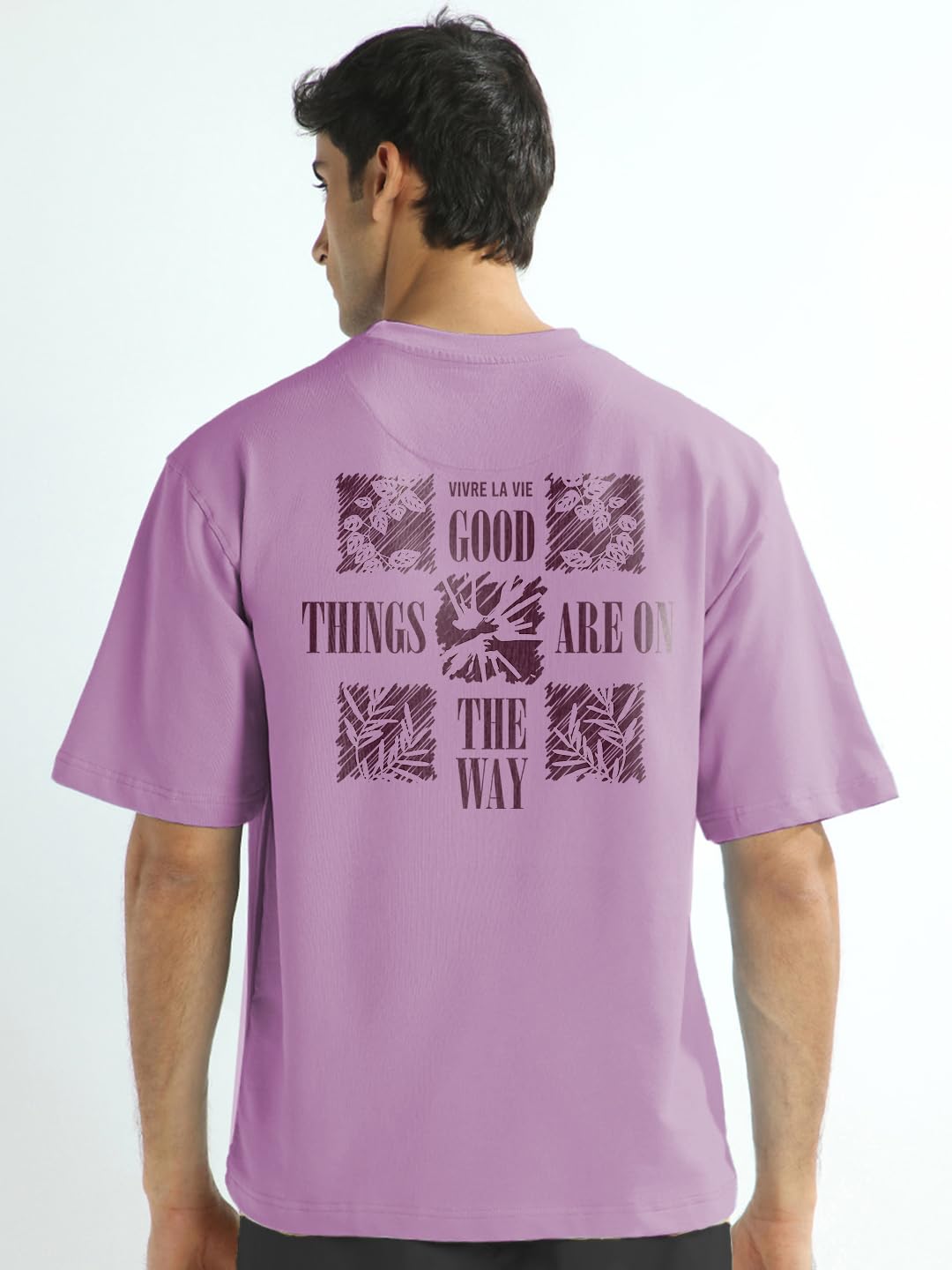 NOBERO Camiseta de hombre con estampado gráfico de gran tamaño