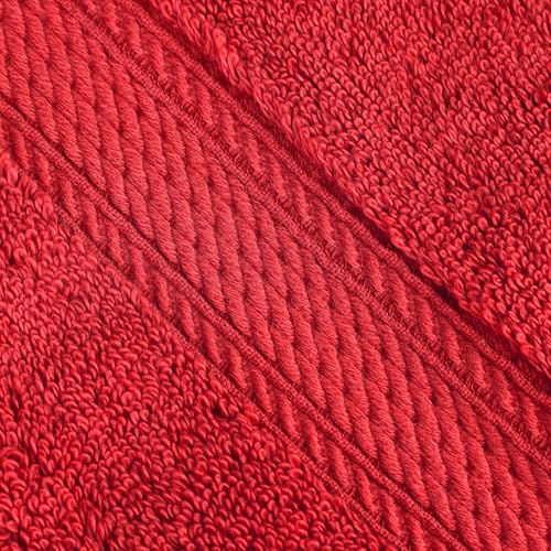 Superior Egyptian Cotton Pile Bath Towel Set of 4, Ultra Soft Luxury Towels, Thick Plush Essentials, Absorbent Heavyweight, Guest Bath, Hotel, Spa, Home Bathroom, Shower Basics, Red by SUPERIOR - Image 4