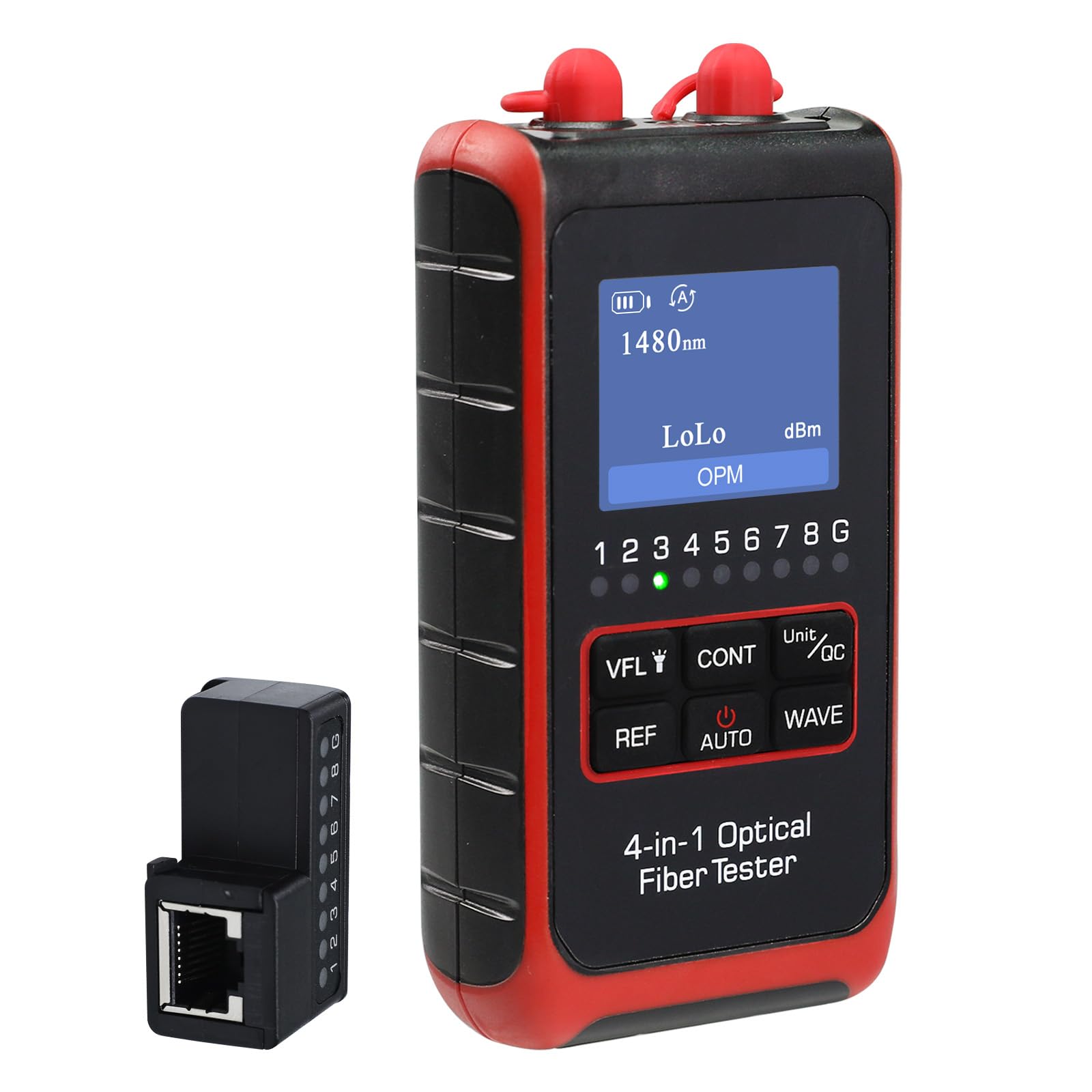 JuviPerpric 4 in 1 Optical Power Meter Network Tester FC/SC/ST Universal Interface Fiber Tester Optic Power Meter Rechargeable LCD Digital Fiber Optic