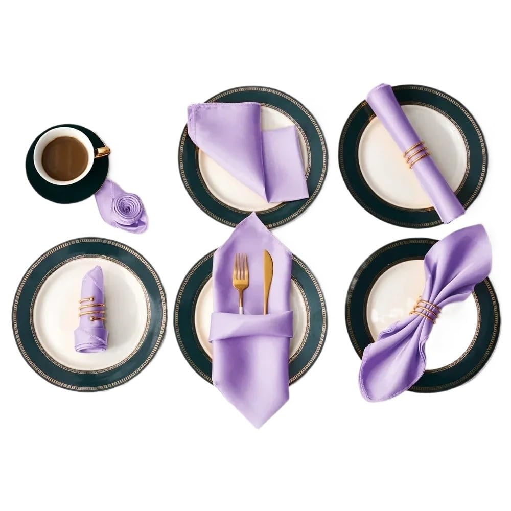 Cloth Dinner Table Napkins, Ester Dinner Napkins 12Pcs 30x30cm Multicolor Satin Table(12pcs Lavender)