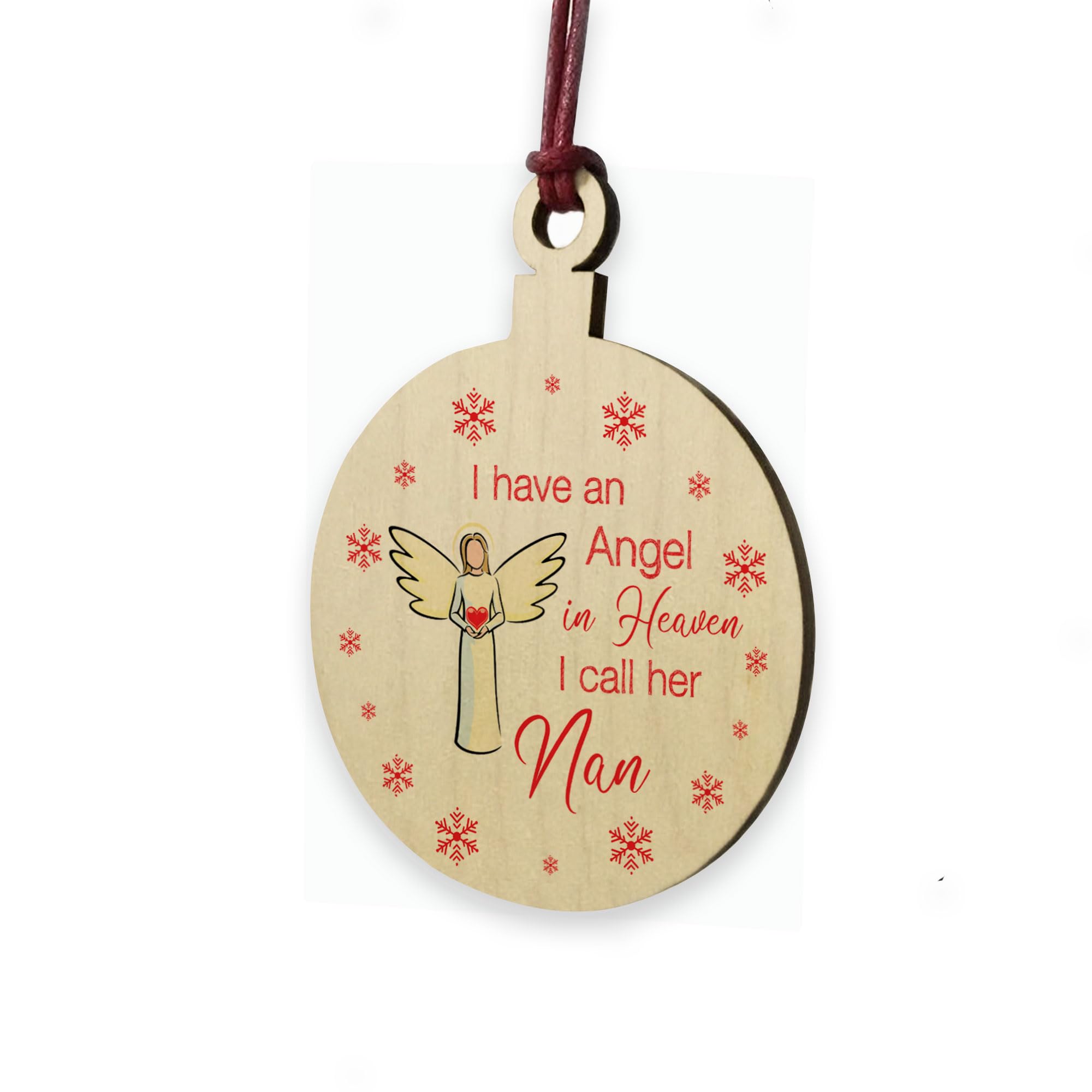 Red Ocean Remembrance Bauble Christmas Tree Decoration For Nan Wooden Plaque Memorial Gifts For Nan Keepsake
