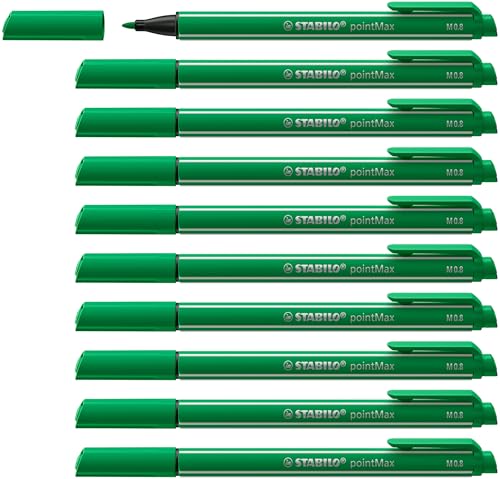 Image of STABILO Nylon Tip Writing Pen pointMax - Box of 10 - Green