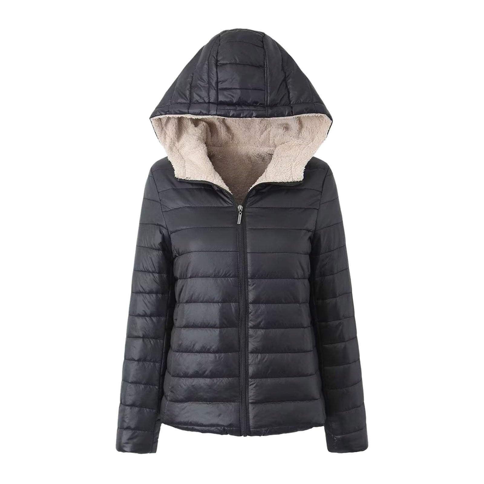 Chaqueta polar para mujer, con capucha, para invierno, cálido, impermeable, chaqueta acolchada con cremallera, abrigos y chaquetas anorak a prueba de viento, chaquetas de senderismo, parka, chaqueta