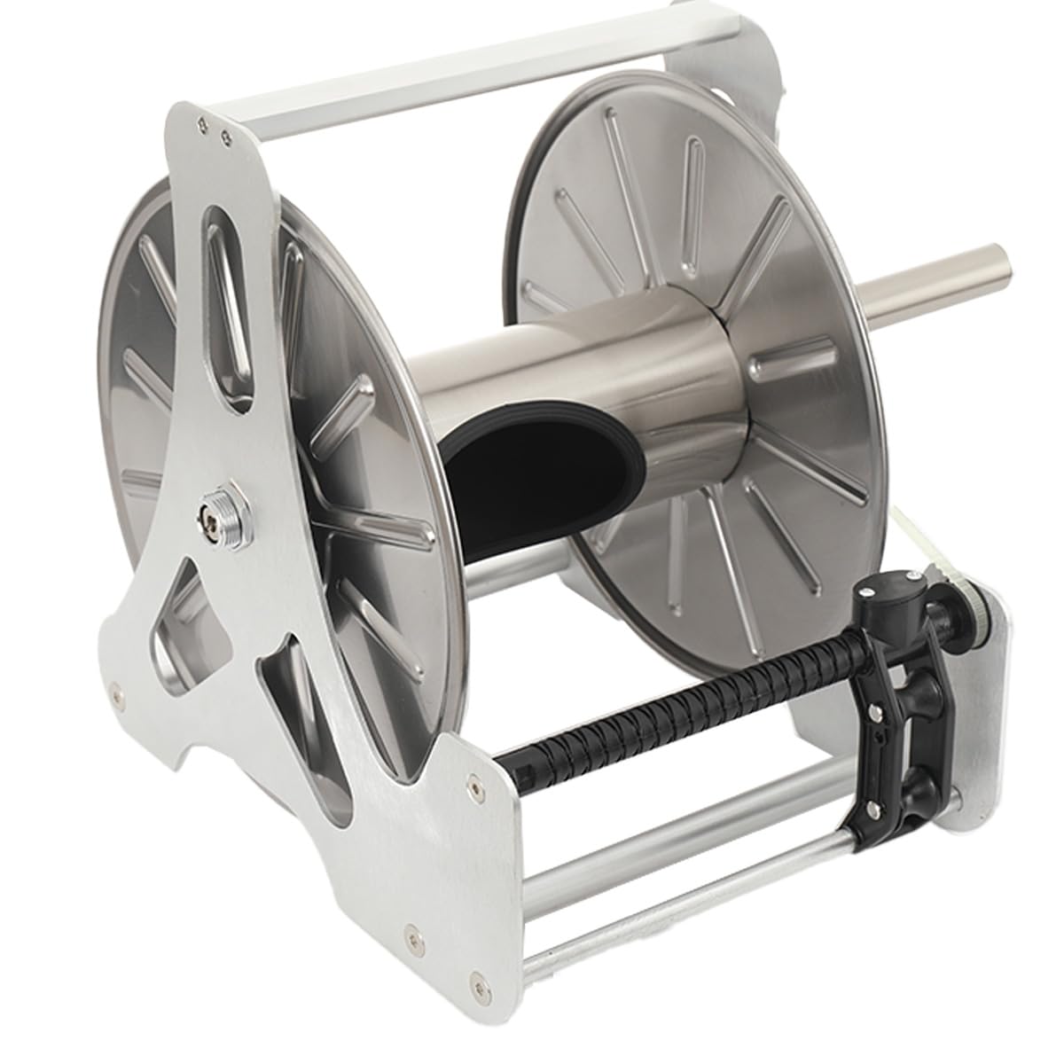 Yilikiss Silver Stainless Steel Hose Reels Cart - Portable Water Pipe Truck For Outdoor Garden Hosepipe Organization - Hose Cart Without Hose